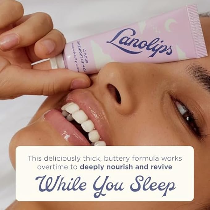 Lanolips 12 HOUR OVERNIGHT LIP MASK - RICH LIP MOISTURIZER WITH HYALURONIC ACID, VITAMIN C & CERAMIDES - RESTORE, SOFTEN & REPLENISH LIPS WHILE YOU SLEEP - CRUELTY-FREE LIP CARE (0.52 OZ / 15 G) - Image 3